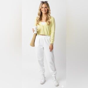 Only Neon Yellow Cropped Button Down Cardigan Size Small